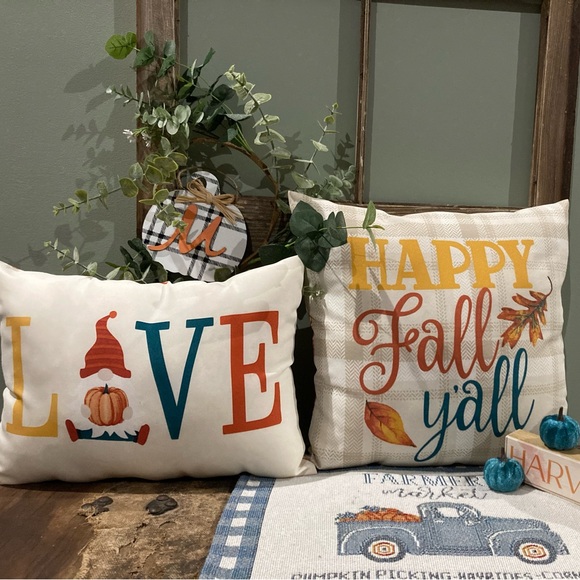 Set of 2 Gnome “Happy Fall Y’all” Outdoor pillows - Picture 1 of 4